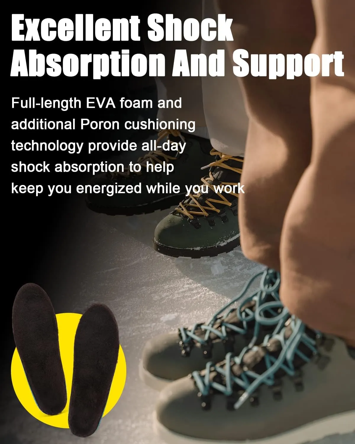 Walkomfy Warm Wool Insoles Winter Thick Outdoor Wool Shoe Inserts, Warm Work Boot Shoe Insoles Arch Support Orthotics Plantar Fasciitis Insoles for Women and Men