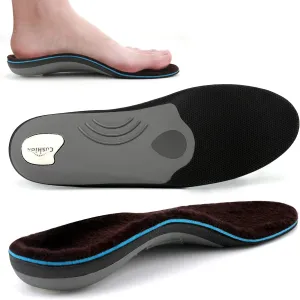 Walkomfy Warm Wool Insoles Winter Thick Outdoor Wool Shoe Inserts, Warm Work Boot Shoe Insoles Arch Support Orthotics Plantar Fasciitis Insoles for Women and Men
