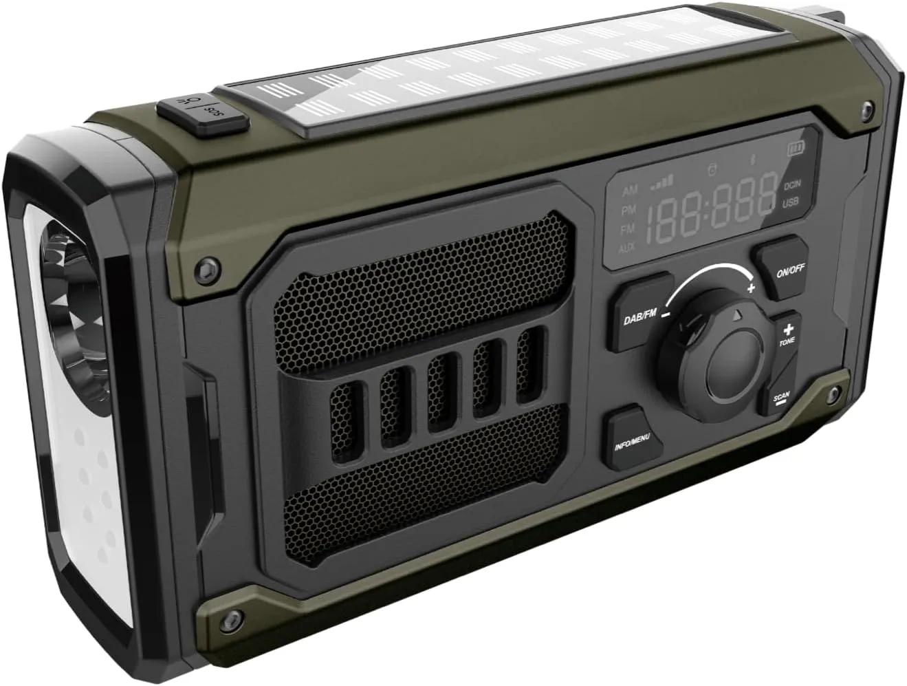 WARSUN Emergency Radio, Solar Weather Radio, Hand Crank Flashlight, Portable Radio AM FM, Emergency Kit, Home Emergency Supplies