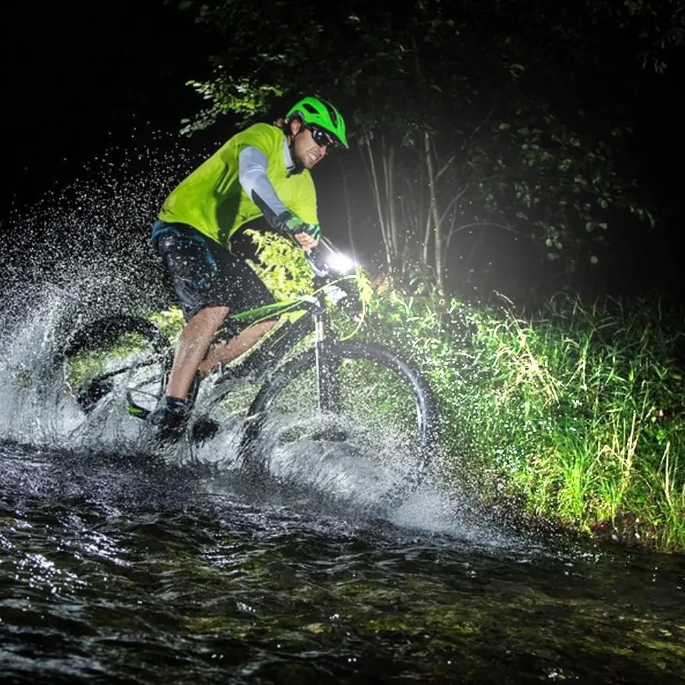 WASAGA Bike Lights Rechargeable, 2000 Lumen for Night Riding IPX6 Waterproof Bicycle Headlight, 6 LED 6 Light Modes Runtime 16 Hours Smart Front Light for Mountain Road Commuter Bikes Cycling Safety