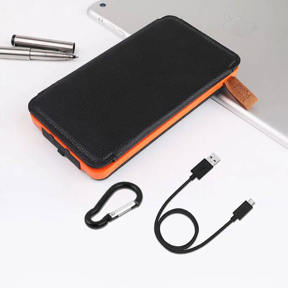 Waterproof Portable Solar Charger Dual USB External Battery Power Bank 300000mAh