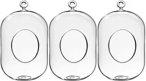 WGV Hanging Glass Plant Terrarium Bulk, Width 5", Height 8", Lantern DIY Air Succulent Planter Clear Tea Light Votive Candle Holder, Wedding Event Office Home Outdoor Decor, 3 Pieces