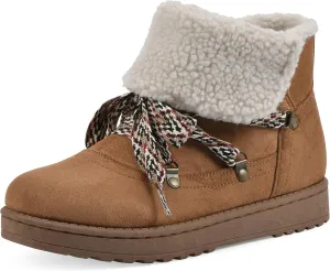 WHITE MOUNTAIN Women's Idol Faux Fur Lace-up Ankle Bootie