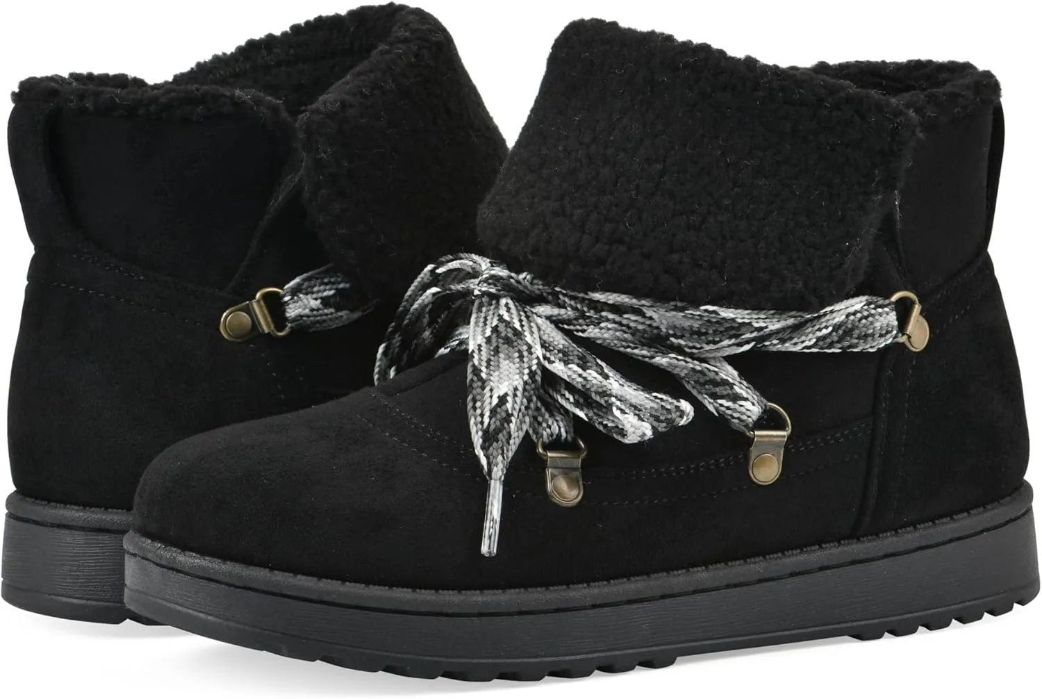 WHITE MOUNTAIN Women's Idol Faux Fur Lace-up Ankle Bootie