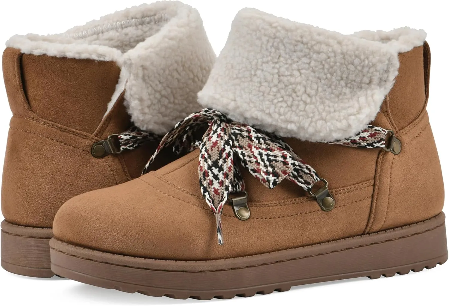 WHITE MOUNTAIN Women's Idol Faux Fur Lace-up Ankle Bootie