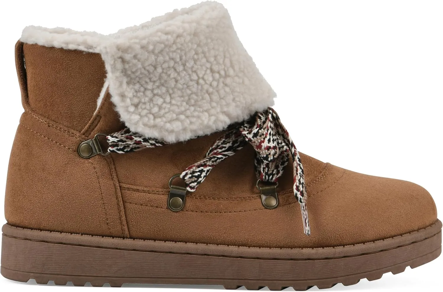 WHITE MOUNTAIN Women's Idol Faux Fur Lace-up Ankle Bootie