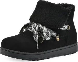 WHITE MOUNTAIN Women's Idol Faux Fur Lace-up Ankle Bootie