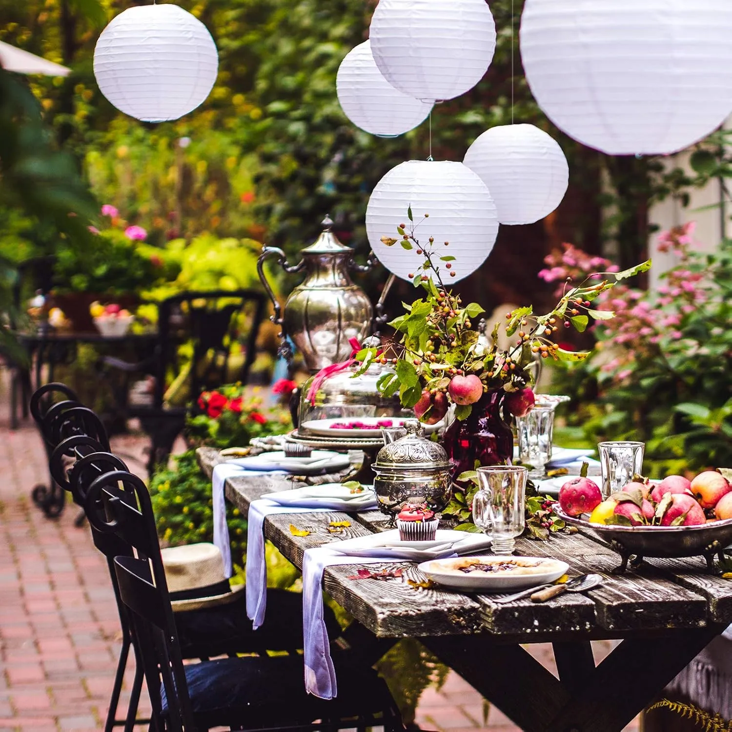 White Paper Lanterns - 60 Piece Set - Party Decorations - Hanging Chinese Lanterns in Sizes of 4", 6", 8", 10", 12" (12 of Each) - Hanging lantern Indoor/Outdoor - White Wedding Decorations by Avoseta
