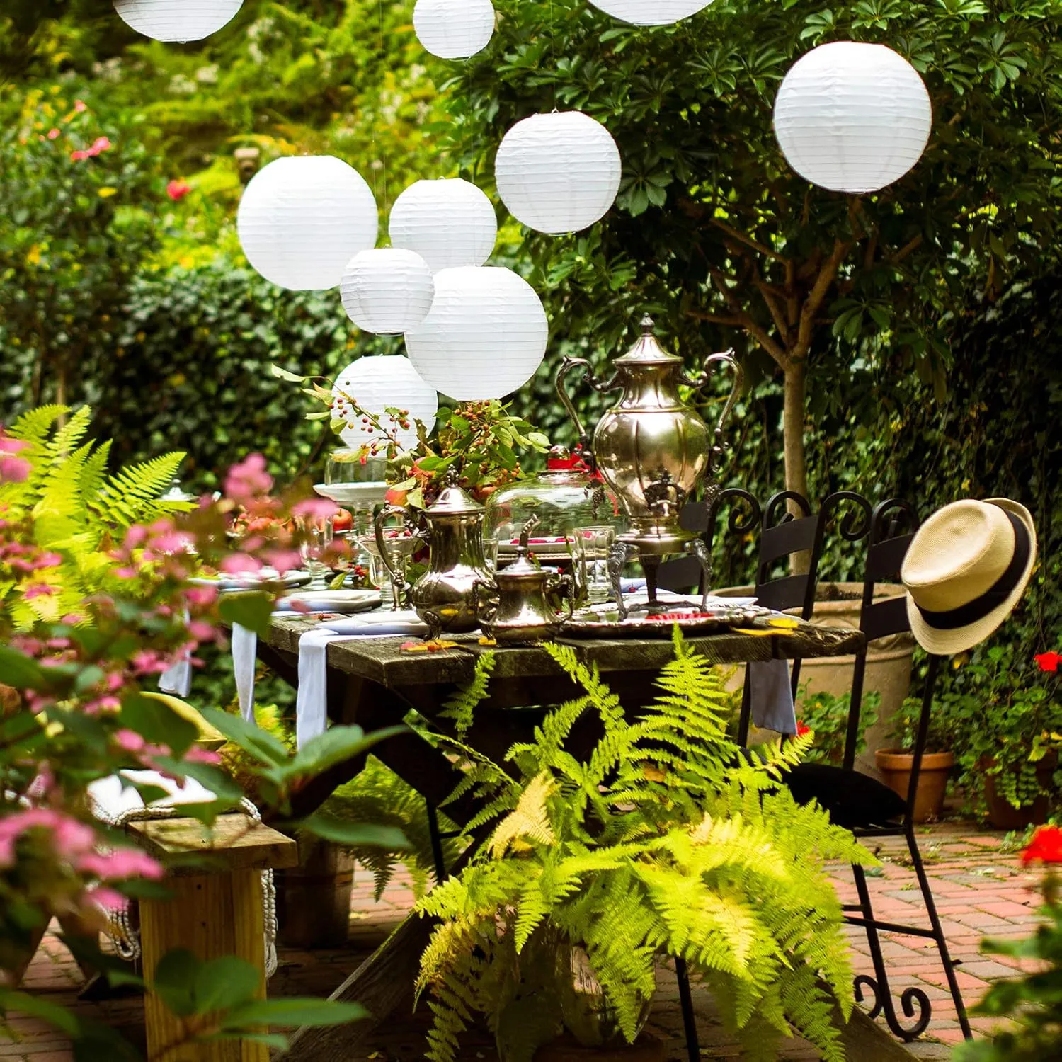 White Paper Lanterns - 60 Piece Set - Party Decorations - Hanging Chinese Lanterns in Sizes of 4", 6", 8", 10", 12" (12 of Each) - Hanging lantern Indoor/Outdoor - White Wedding Decorations by Avoseta