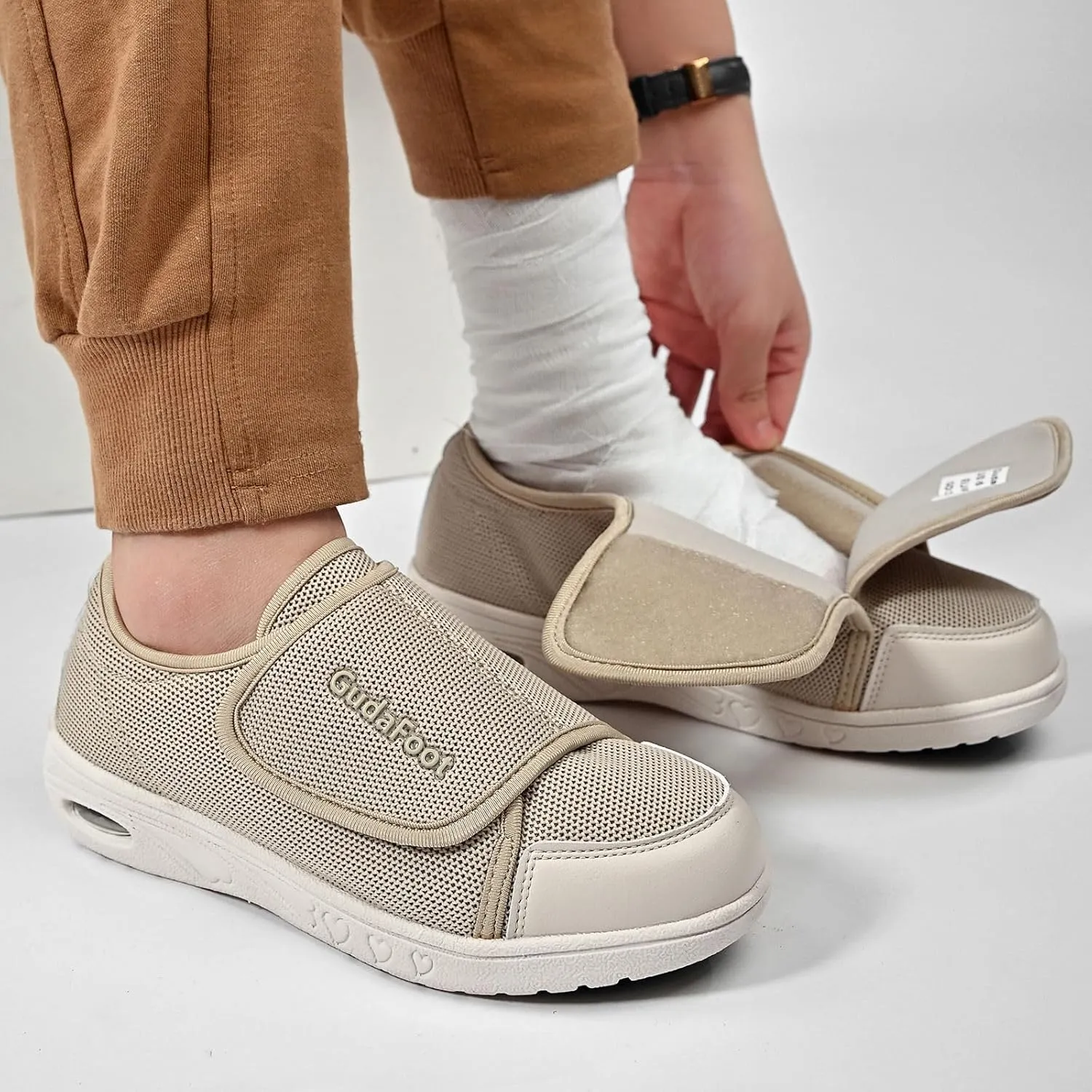 Women's Diabetic Shoes Easy Put on with Adjustable Lightweight for Edema Plantar Fasciitis Bunions Arthritis Neuropathy Wide Width Swollen Feet Bottom Fattening and Widening Elderly Shoes