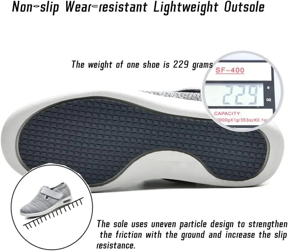 Women's Diabetic Shoes Wide Width Adjustable Closure Edema Walking Shoes for Elderly Neuropathy Swollen Feet Arthritis Indoor Outdoor