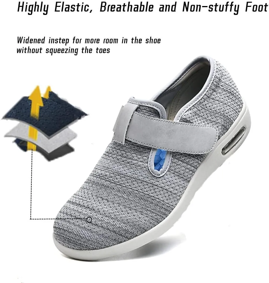 Women's Diabetic Shoes Wide Width Adjustable Closure Edema Walking Shoes for Elderly Neuropathy Swollen Feet Arthritis Indoor Outdoor