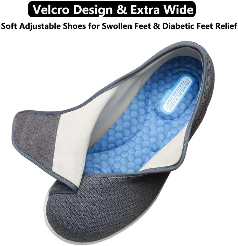 Women's Extra Wide Diabetic Shoes with Arch Support, Navy Blue, 8 Sizes