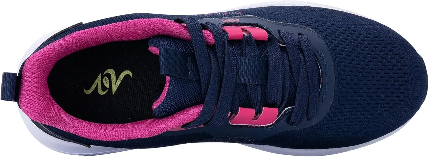 Women's Walking Shoes with Arch Support Orthotic Sneakers for Plantar Fasciitis Heel and Foot Pain Relief Tennis BlueRed Size 9