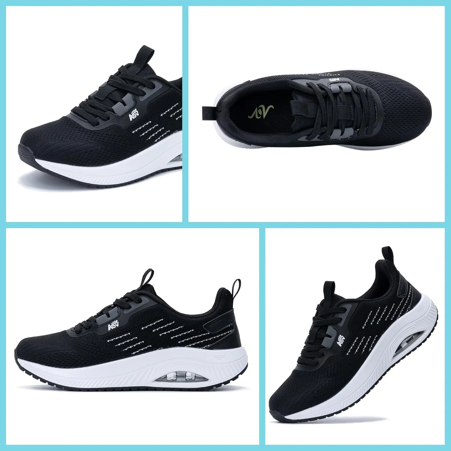 Women's Walking Shoes with Arch Support Orthotic Sneakers for Plantar Fasciitis Heel and Foot Pain Relief Tennis WhiteBlack Size 9.5