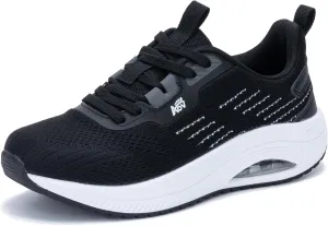 Women's Walking Shoes with Arch Support Orthotic Sneakers for Plantar Fasciitis Heel and Foot Pain Relief Tennis WhiteBlack Size 9.5
