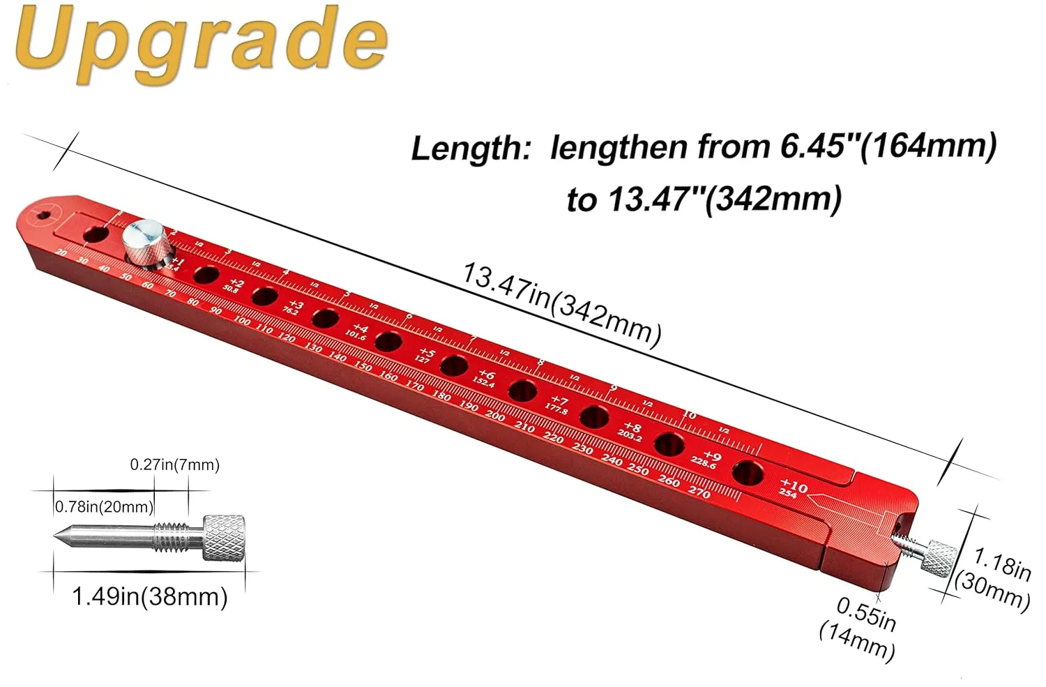 Woodworking Compass Scriber, Portable Aluminum Alloy Woodworking Compass Tool, Adjustable Metric/Inch Arc Drawing Ruler Circle Drawing Ruler Marking Gauge Circle Marking Tool