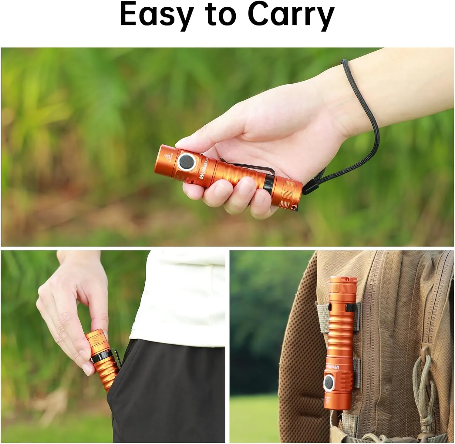 Wurkkos FC11C Led Flashlight Rechargeable High Lumen 1200, Small Powerful Flashlight USB C, Super Bright EDC Flashlight IP68 Waterproof, 155Meters Long Range, 90 High CRI (Orange 5000K)