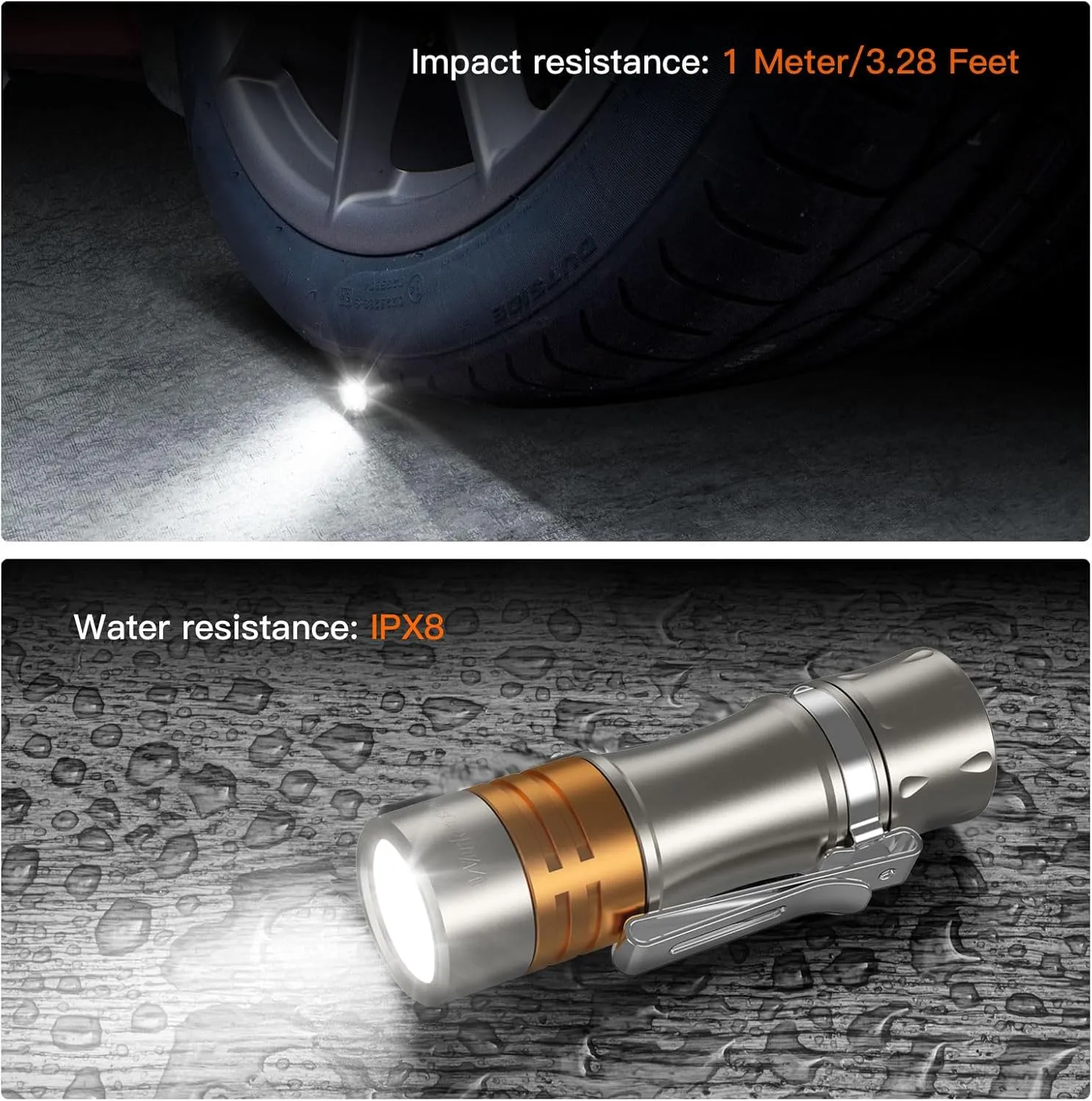 Wurkkos TS10 V2 4000K Pocket EDC Flashlight Titanium Alloy-Mini 90CRI LED Flashlight with Rechargeable Battery,1-1400 Lumen Brightness,3Pcs Color Aux LED,Anduril 2.0 UI