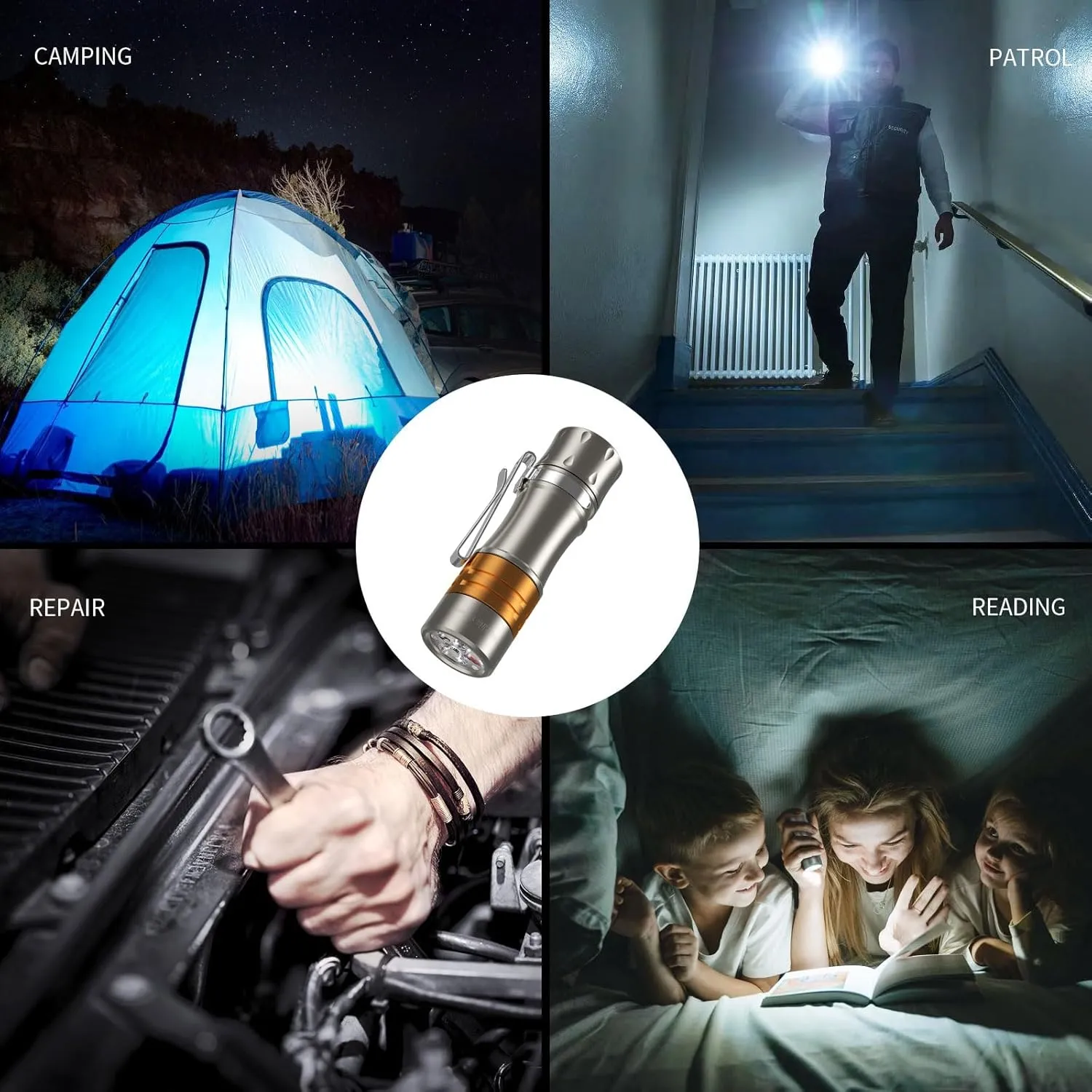 Wurkkos TS10 V2 4000K Pocket EDC Flashlight Titanium Alloy-Mini 90CRI LED Flashlight with Rechargeable Battery,1-1400 Lumen Brightness,3Pcs Color Aux LED,Anduril 2.0 UI