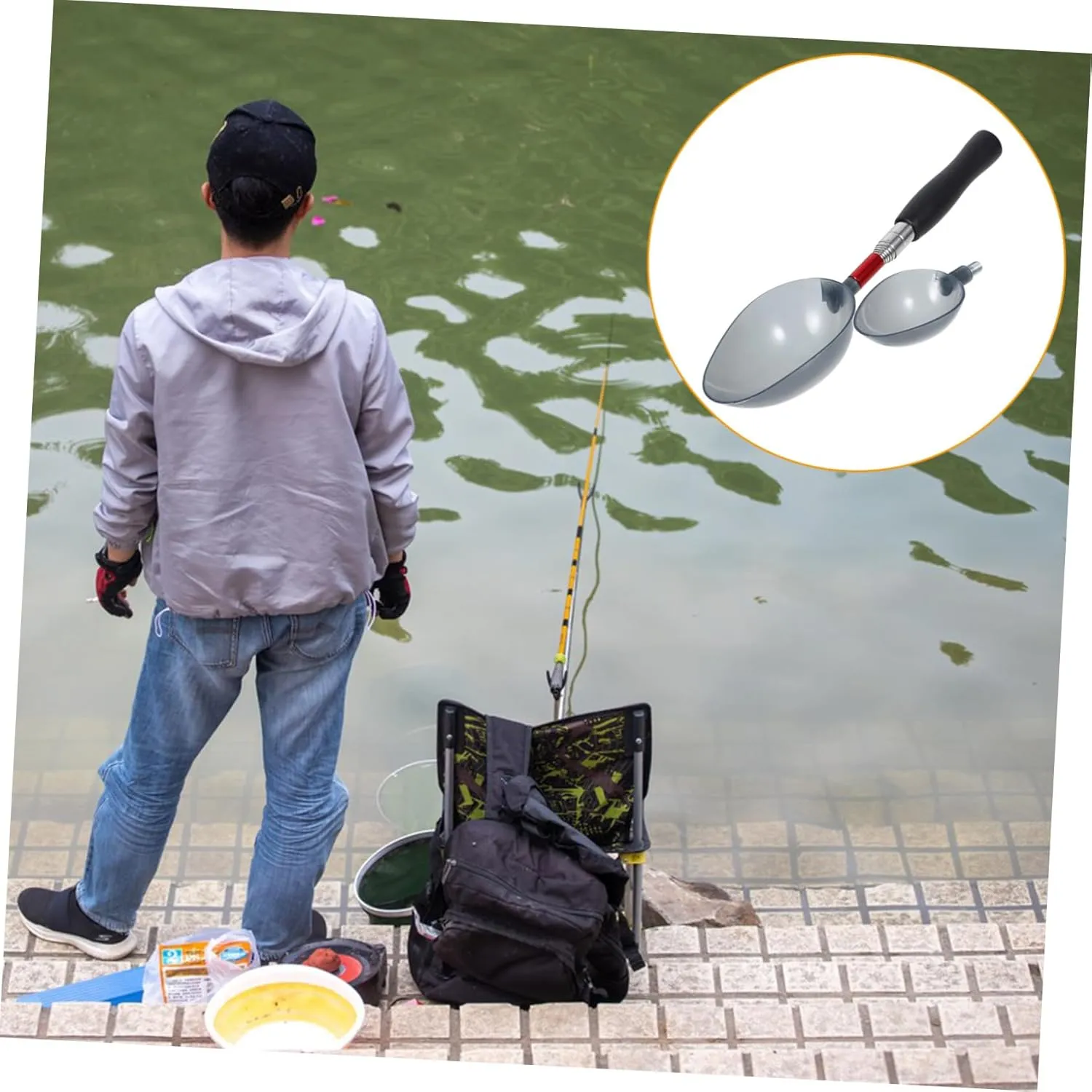 Yardwe 2 Sets Nesting Spoon Fishing Bait Scoop Fishing Tackle Kit Fishing Lure Spoon Bait Thrower Device