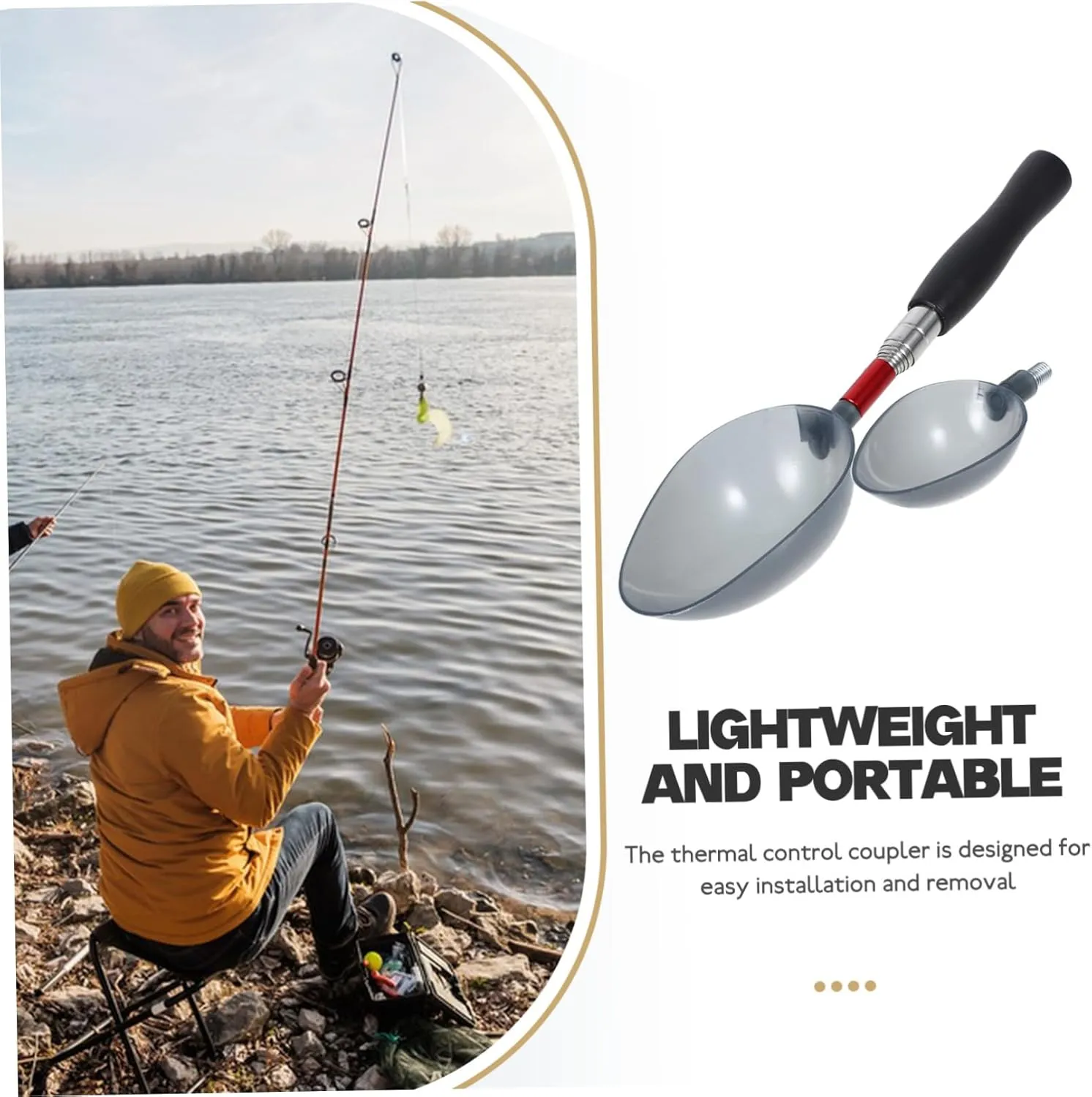 Yardwe 2 Sets Nesting Spoon Fishing Bait Scoop Fishing Tackle Kit Fishing Lure Spoon Bait Thrower Device