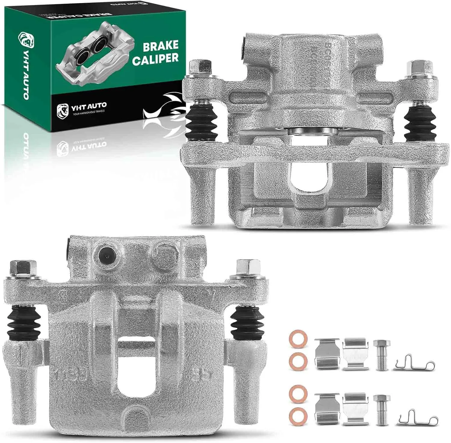YHTAUTO Rear Disc Brake Calipers with Bracket Replacement for Patriot Compass 2007-2017, 200 2011-2014, Caliber, Avenger, Sebring, Lancer, Cirrus, Rear Driver Passenger Pair Caliper Assembly Set of 2