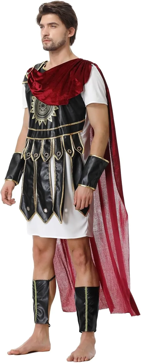 yolsun Men Roman Soldier Costume Adult Warrior Costume Halloween Brave Gladiator Cosplay Costume