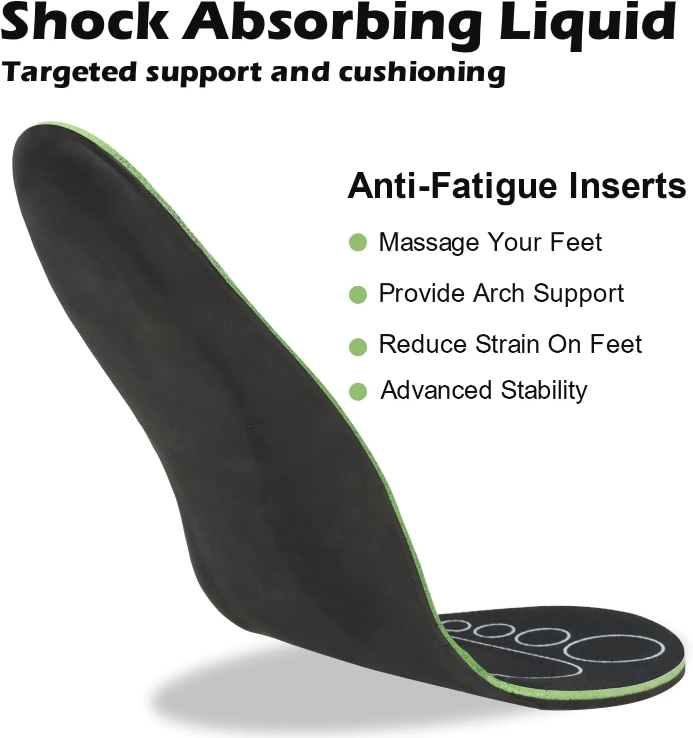 Yoosolle Liquid Massaging Orthotic Insoles - Arch Support Plantar Fasciitis Shoe Insole for Man and Women, Shock Absorbing, Walking, Pain Relief, Comfort, Promote Foot Health & Wellness (Black, M)