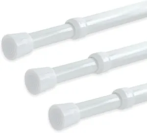YYWL&HP 3 Pack Spring Tension Telescopic Rod Curtain Rods Adjustable Eextension Telescopic Rod, Suitable for Closet, Window, Kitchen, Bathroom, Cabinet, Wardrobe (41.1"-70.9" 3PCS WHITE)