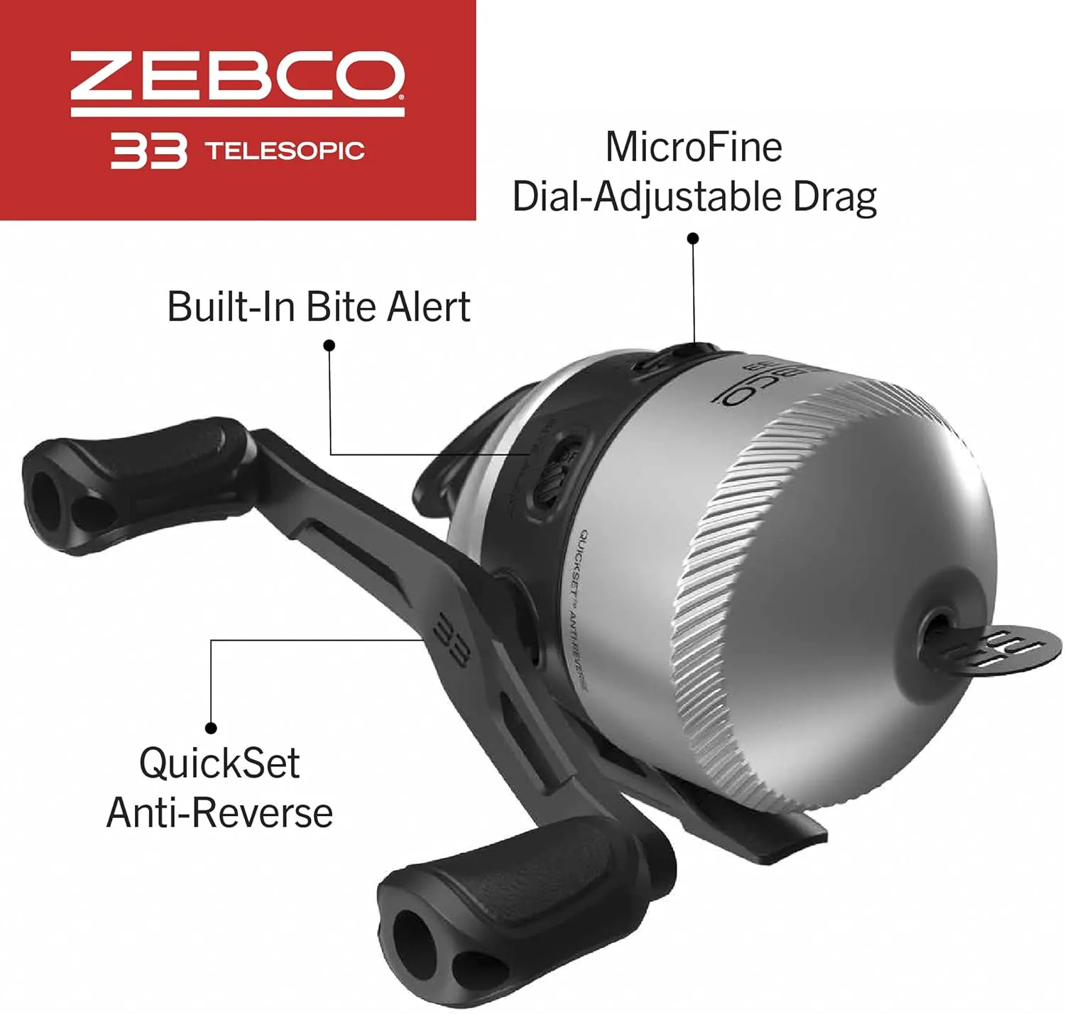 Zebco 33 Spinning Reel and Telescopic Fishing Rod Combo