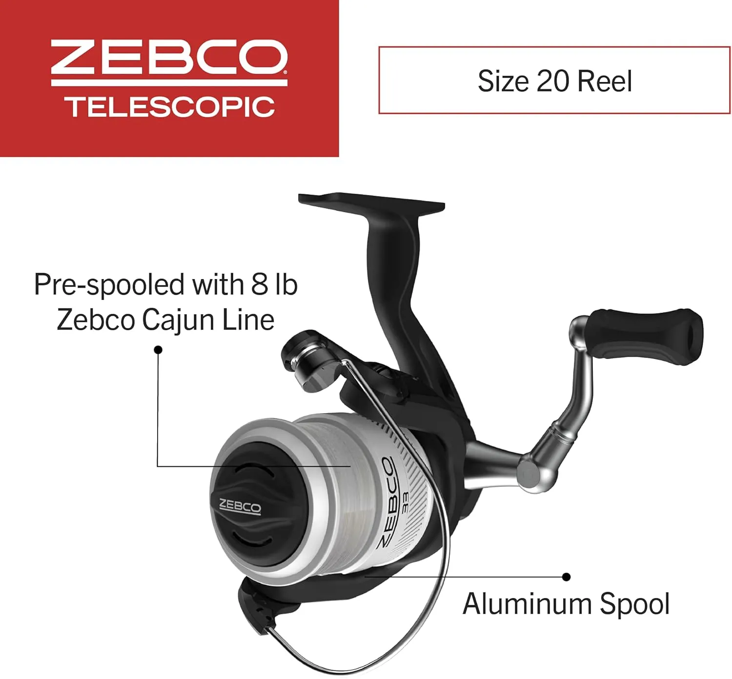 Zebco 33 Spinning Reel and Telescopic Fishing Rod Combo