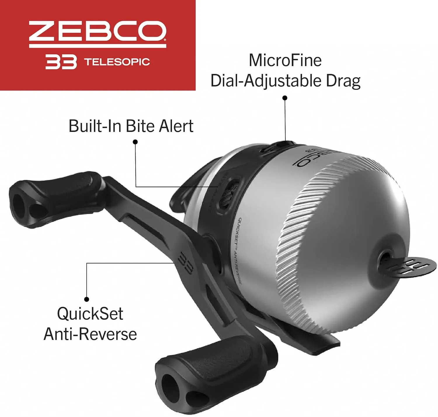 Zebco 33 Spinning Reel and Telescopic Fishing Rod Combo