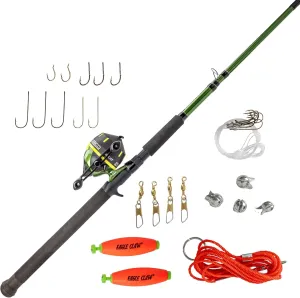 Zebco 606 Big Cat Spincast Reel and Fishing Rod Combo, 7-Foot 2-Piece Telescopic Rod, Medium-Heavy Power, Moderate-Fast Action, Green
