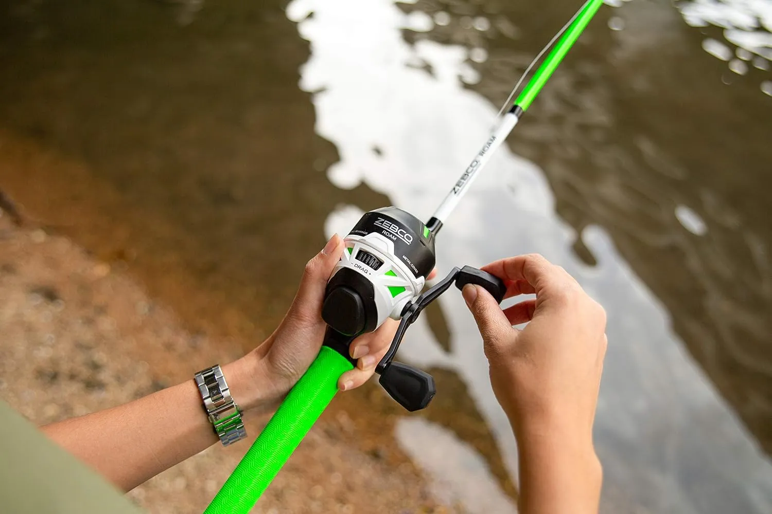 Zebco Roam Telescopic Fishing Rod and Spinning or Spincast Fishing Reel Combo, Durable 6-Foot Fiberglass Rod with ComfortGrip Handle, Pre-spooled with Zebco Cajun Fishing Line