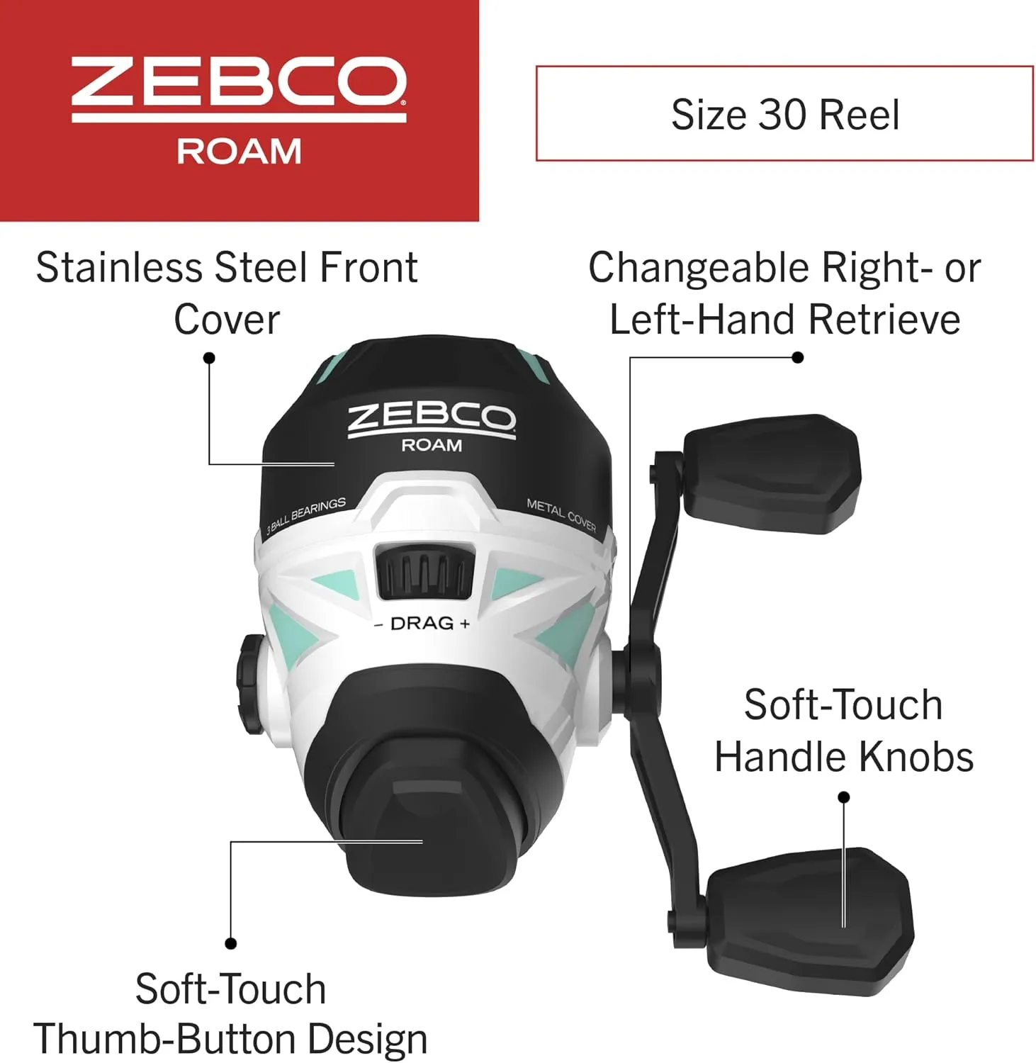 Zebco Roam Telescopic Fishing Rod and Spinning or Spincast Fishing Reel Combo, Durable 6-Foot Fiberglass Rod with ComfortGrip Handle, Pre-spooled with Zebco Cajun Fishing Line