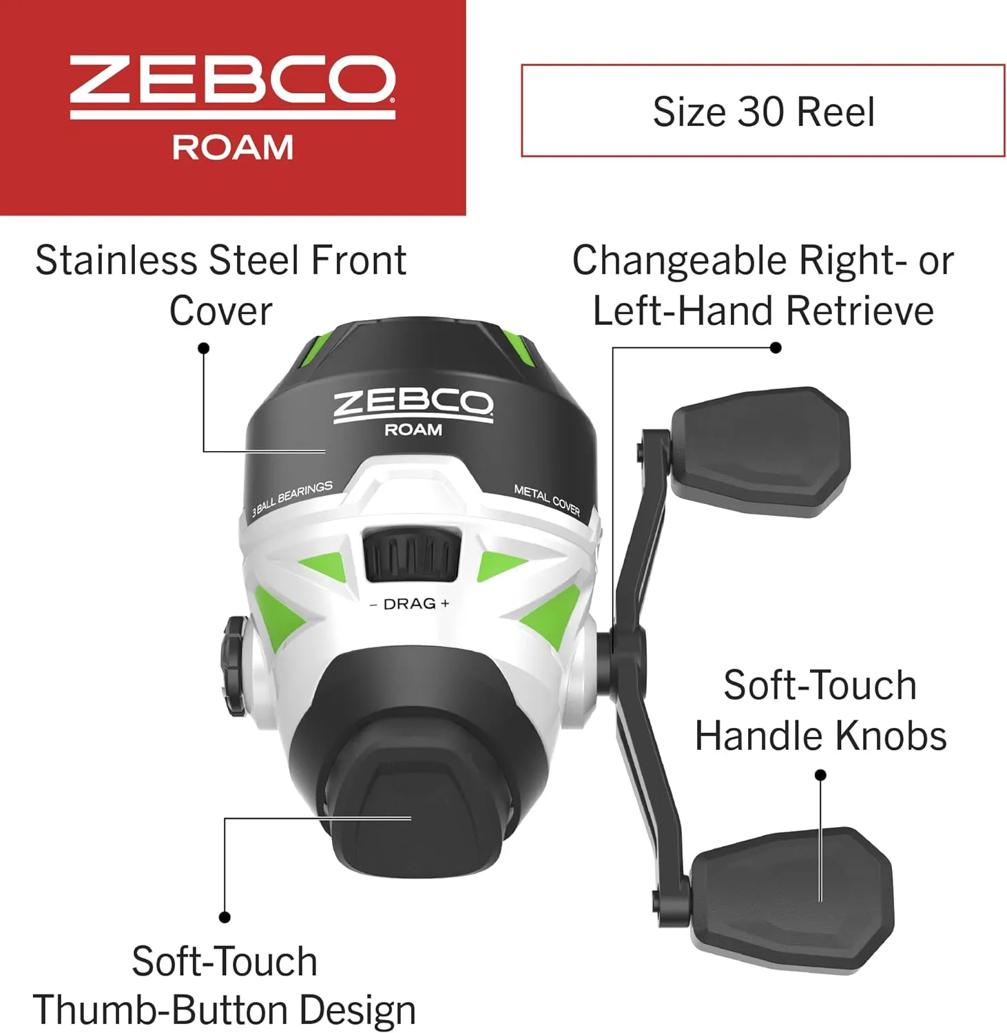 Zebco Roam Telescopic Fishing Rod and Spinning or Spincast Fishing Reel Combo, Durable 6-Foot Fiberglass Rod with ComfortGrip Handle, Pre-spooled with Zebco Cajun Fishing Line