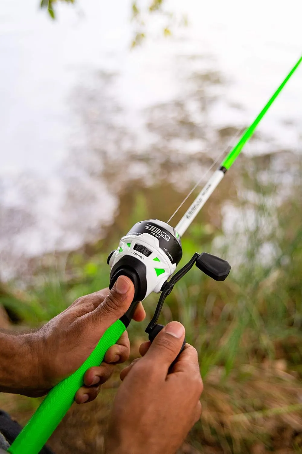 Zebco Roam Telescopic Fishing Rod and Spinning or Spincast Fishing Reel Combo, Durable 6-Foot Fiberglass Rod with ComfortGrip Handle, Pre-spooled with Zebco Cajun Fishing Line