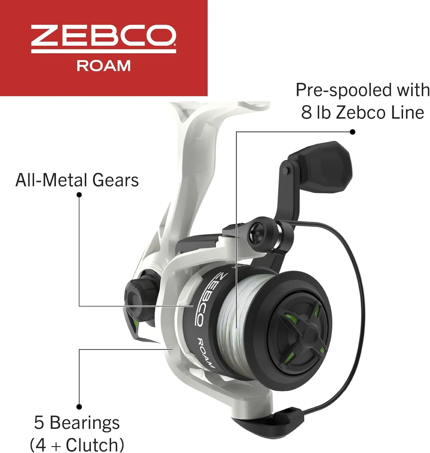 Zebco Roam Telescopic Fishing Rod and Spinning or Spincast Fishing Reel Combo, Durable 6-Foot Fiberglass Rod with ComfortGrip Handle, Pre-spooled with Zebco Cajun Fishing Line