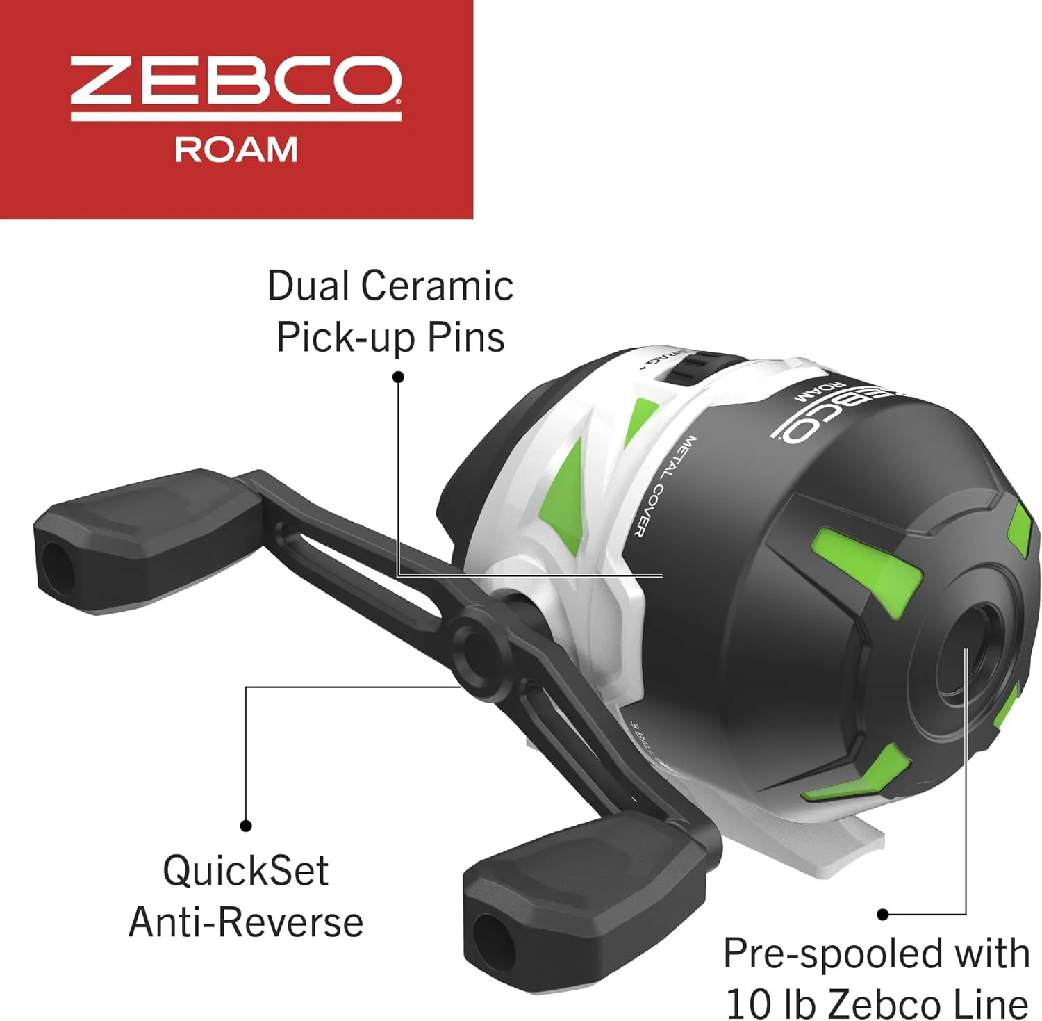 Zebco Roam Telescopic Fishing Rod and Spinning or Spincast Fishing Reel Combo, Durable 6-Foot Fiberglass Rod with ComfortGrip Handle, Pre-spooled with Zebco Cajun Fishing Line