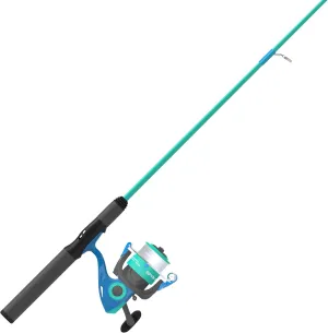 Zebco Spyn 40 Salt Fisher Spinning Reel and Fishing Rod Combo, 6-Foot 6-Inch 2-Piece Telescopic Rod, Med-Heavy Power, Mod-Fast Action, Blue/Green