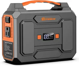 ZeroKor Portable Power Station, 100W 110V Power Pack with AC Outlet, Portable Solar Generator 146Wh External Battery with DC USB C QC3.0 for Camping Home Use RV VanLife(without Solar Panel)