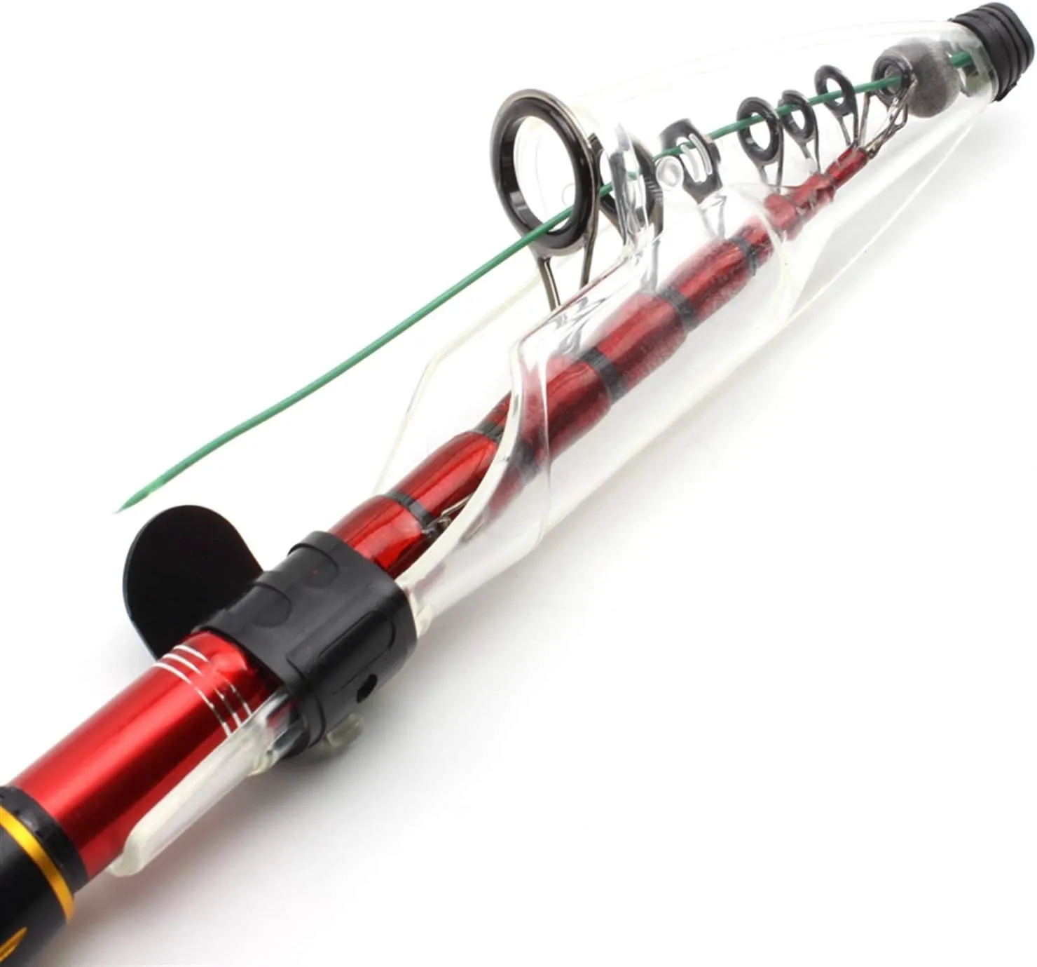 ZYHYD New Lure Rod with Red Wooden Handle, Compact Fishing Rod, Carbon Fishing Rod, Telescopic Wooden Handle Rotating Fishing Rod, Travel Fishing Gear 1.6m-2.7m ZYHYD (Size : 1.8 m)