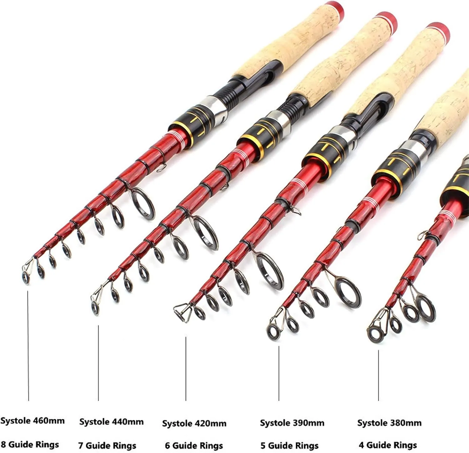 ZYHYD New Lure Rod with Red Wooden Handle, Compact Fishing Rod, Carbon Fishing Rod, Telescopic Wooden Handle Rotating Fishing Rod, Travel Fishing Gear 1.6m-2.7m ZYHYD (Size : 1.8 m)